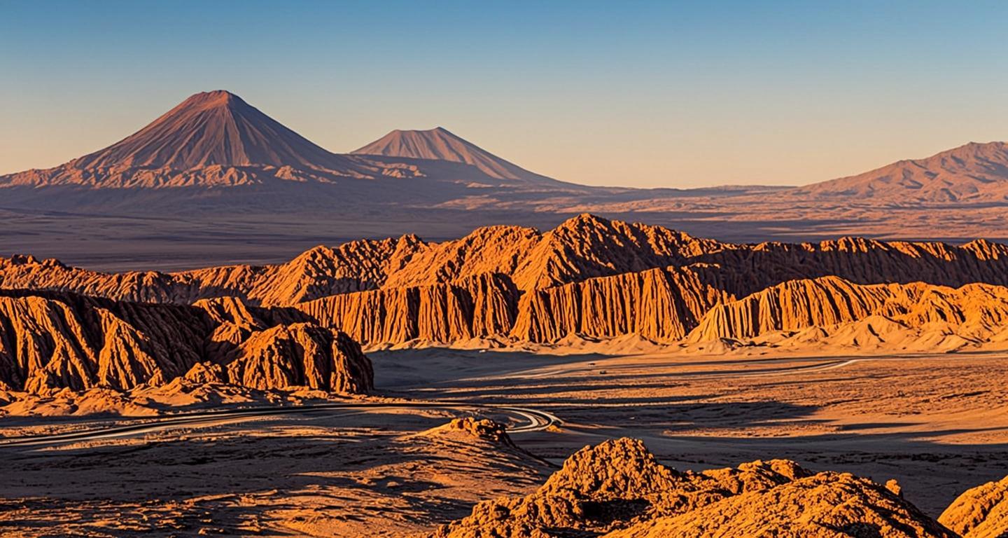 Evening lights over adobe restaurants in San Pedro de Atacama